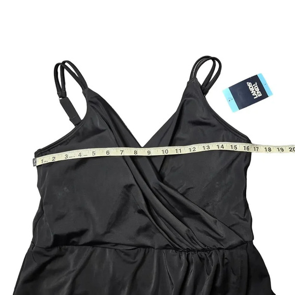 Lands' End Black One-Piece Tulip Wrap Swim Dress - Picture 3 of 5